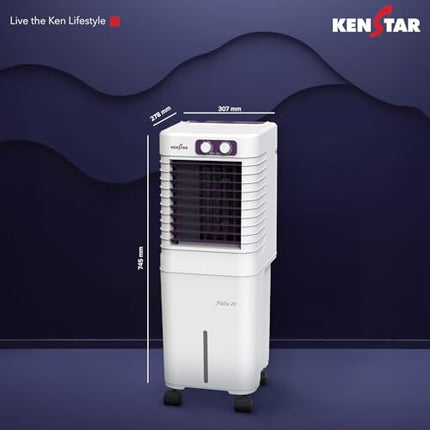 Kenstar PULSE HC 20 Portable/Room/Personal Air Cooler For Home| Honeycomb Pad |High Speed Fan |15 Ft Powerful Air Throw|Inverter compatible |Portable Cooler-Room|1-Yr Product Warranty|White & Purple 