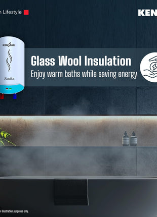 Kenstar Radix |3L|3000-Watts Powerful Heating | Electric Instant Water Heater (Geyser) |High Grade SS Tank with Advanced 4 Level Safety| Rust-Proof| White| Wall Mounting 