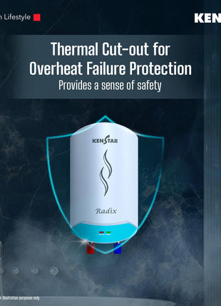 Kenstar Radix |3L|3000-Watts Powerful Heating | Electric Instant Water Heater (Geyser) |High Grade SS Tank with Advanced 4 Level Safety| Rust-Proof| White| Wall Mounting 