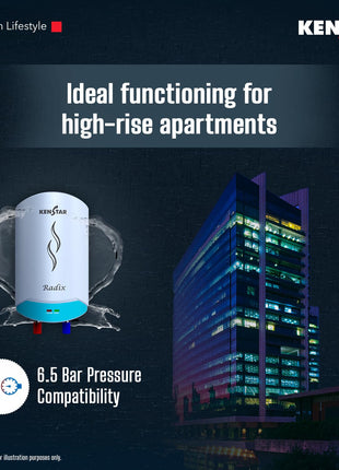 Kenstar Radix |3L|3000-Watts Powerful Heating | Electric Instant Water Heater (Geyser) |High Grade SS Tank with Advanced 4 Level Safety| Rust-Proof| White| Wall Mounting 