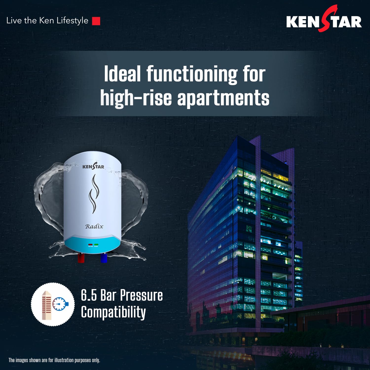 Kenstar Radix |3L|3000-Watts Powerful Heating | Electric Instant Water Heater (Geyser) |High Grade SS Tank with Advanced 4 Level Safety| Rust-Proof| White| Wall Mounting 