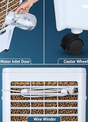 Kenstar TallDe HC 27 L Room/Personal Air Cooler For Home| Honeycomb Pad |High Speed Fan |35 Ft Powerful Air Throw|Inverter compatible |Portable Cooler-Room|1-Yr Product Warranty|White & Black 
