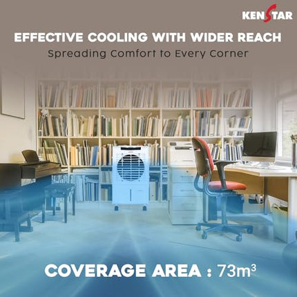 Kenstar TallDe HC 27 L Room/Personal Air Cooler For Home| Honeycomb Pad |High Speed Fan |35 Ft Powerful Air Throw|Inverter compatible |Portable Cooler-Room|1-Yr Product Warranty|White & Black 