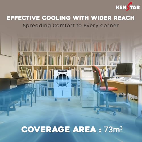 Kenstar TallDe HC 27 L Room/Personal Air Cooler For Home| Honeycomb Pad |High Speed Fan |35 Ft Powerful Air Throw|Inverter compatible |Portable Cooler-Room|1-Yr Product Warranty|White & Black 