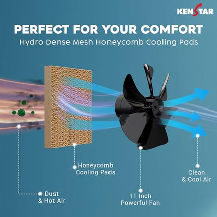 Kenstar TallDe HC 27 L Room/Personal Air Cooler For Home| Honeycomb Pad |High Speed Fan |35 Ft Powerful Air Throw|Inverter compatible |Portable Cooler-Room|1-Yr Product Warranty|White & Black 