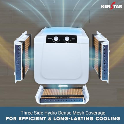Kenstar TallDe HC 27 L Room/Personal Air Cooler For Home| Honeycomb Pad |High Speed Fan |35 Ft Powerful Air Throw|Inverter compatible |Portable Cooler-Room|1-Yr Product Warranty|White & Black 