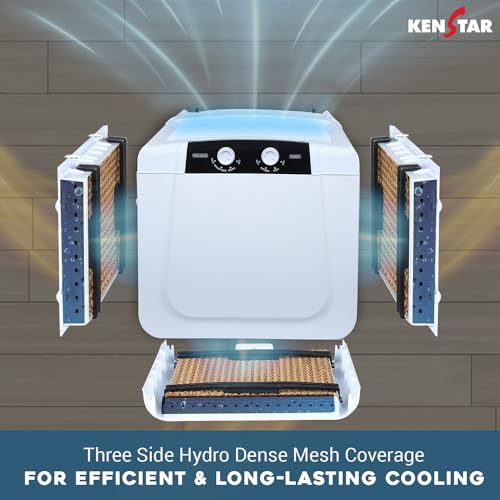 Kenstar TallDe HC 27 L Room/Personal Air Cooler For Home| Honeycomb Pad |High Speed Fan |35 Ft Powerful Air Throw|Inverter compatible |Portable Cooler-Room|1-Yr Product Warranty|White & Black 