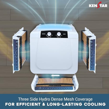 Kenstar TallDe HC 27 L Room/Personal Air Cooler For Home| Honeycomb Pad |High Speed Fan |35 Ft Powerful Air Throw|Inverter compatible |Portable Cooler-Room|1-Yr Product Warranty|White & Black 