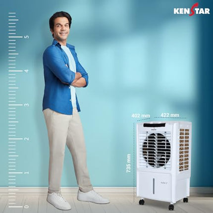 Kenstar TallDe HC 27 L Room/Personal Air Cooler For Home| Honeycomb Pad |High Speed Fan |35 Ft Powerful Air Throw|Inverter compatible |Portable Cooler-Room|1-Yr Product Warranty|White & Black 