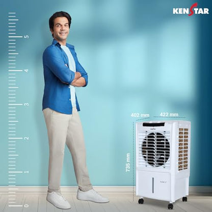 Kenstar TallDe HC 27 L Room/Personal Air Cooler For Home| Honeycomb Pad |High Speed Fan |35 Ft Powerful Air Throw|Inverter compatible |Portable Cooler-Room|1-Yr Product Warranty|White & Black 