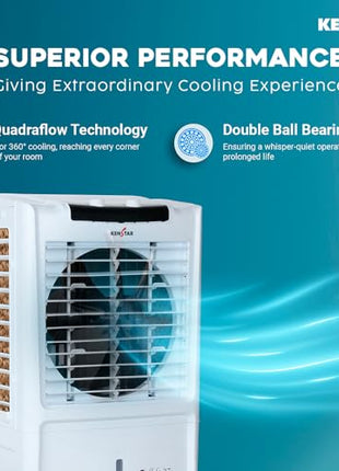 Kenstar TallDe HC 27 L Room/Personal Air Cooler For Home| Honeycomb Pad |High Speed Fan |35 Ft Powerful Air Throw|Inverter compatible |Portable Cooler-Room|1-Yr Product Warranty|White & Black 