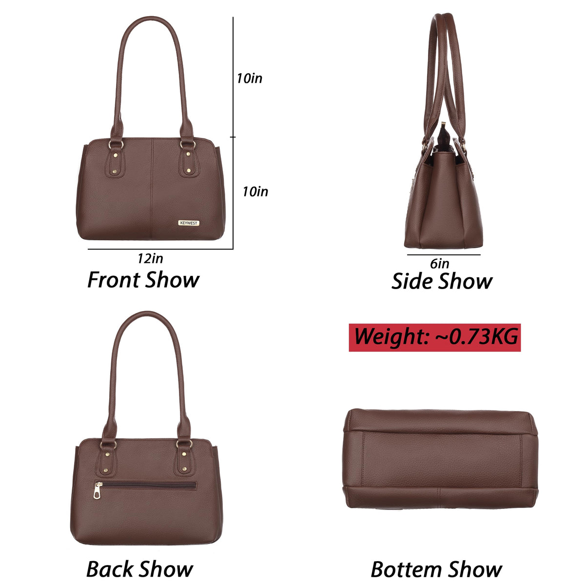 Keywest Women's Vegan Leather Penguin Handbag Shoulder Bag Ladies Purse (Brown) (Large) 