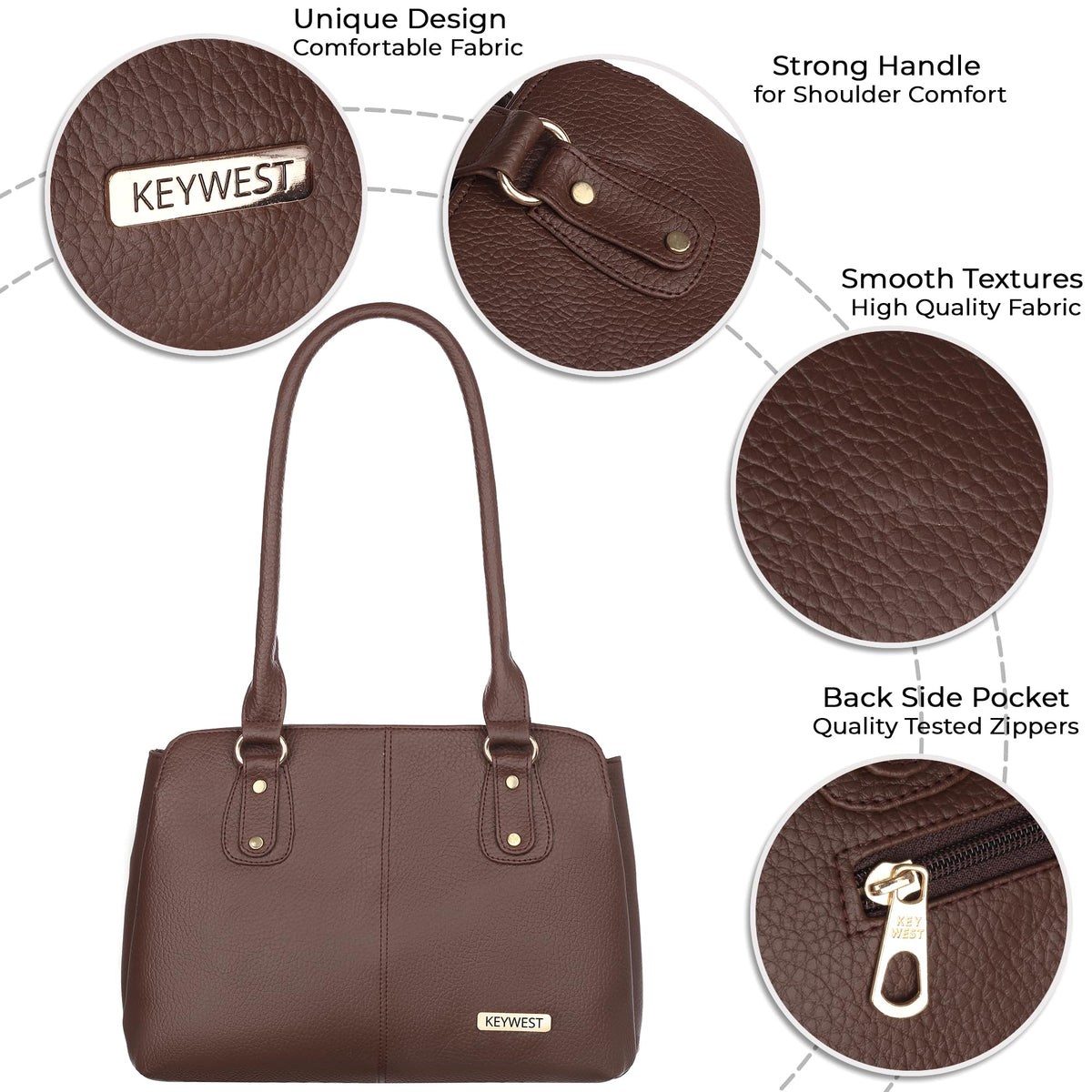 Keywest Women's Vegan Leather Penguin Handbag Shoulder Bag Ladies Purse (Brown) (Large) 