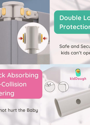 KidDough Bed Rail Guard for Kids Safety 6ft - 1 Side, Grey | Bed Rail for Baby Safety, Adjustable Height, Foldable Safeguard for Baby Proofing 