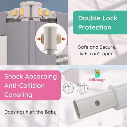 KidDough Bed Rail Guard for Kids Safety 6ft - 1 Side, Grey | Bed Rail for Baby Safety, Adjustable Height, Foldable Safeguard for Baby Proofing 