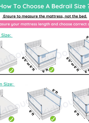 KidDough Bed Rail Guard for Kids Safety 6ft - 1 Side, Grey | Bed Rail for Baby Safety, Adjustable Height, Foldable Safeguard for Baby Proofing 