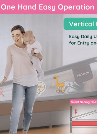 KidDough Bed Rail Guard for Kids Safety 6ft - 1 Side, Grey | Bed Rail for Baby Safety, Adjustable Height, Foldable Safeguard for Baby Proofing 