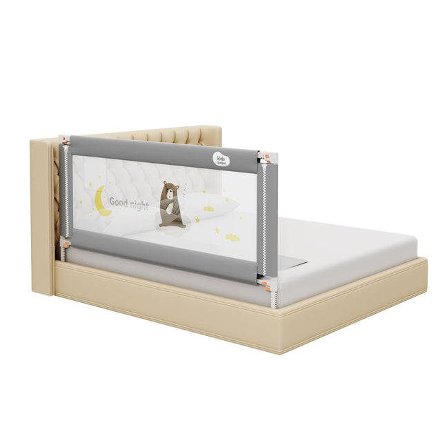 Kids Station Bed Rail for Baby Safety (6ft x 2.6ft), 180cm x 80cm, Baby Safety, Adjustable Height, Foldable Safeguard for Baby Proofing King Size Bed (6'0", 1 Side, Grey) 