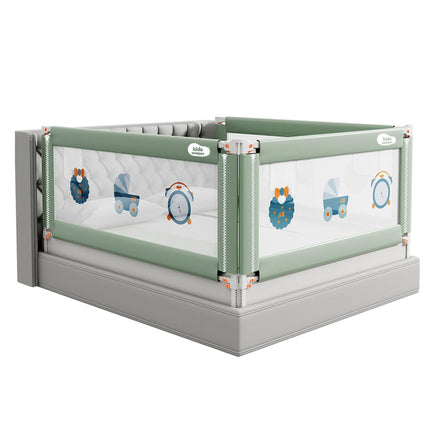 Kids Station Foldable Baby Bed Rail Guard for Child Safety - 28 Levels of Adjustable Height - Safeguard for Baby Proofing - Child Safety Product - 6.6ftx6ftx6.6ft or 200x180x200cm (3 Sides, Green) 