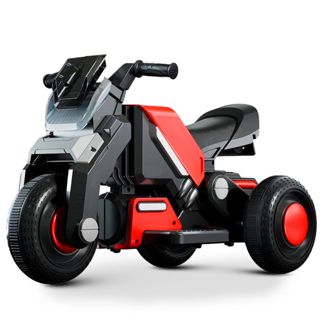 Kidsmate Hyrider 6V Electric Kids Bike with Rechargeable 6.5 Ah Battery Inbuilt Imported Motor Drive | Music Player, Front LED Light & Foot Accelerator Pedal Bike for Ages 1-4 Years - Red 