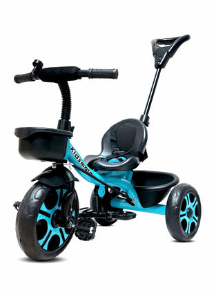 Kidsmate Junior Tricycle for Kids with Parental Control | Cycle for Kids 1-4 Years | Baby Cycle | Bicycle for Kids with Storage Basket, Cushion Seat and Seat Belt Carrying Capacity 30 Kgs (Blue) 