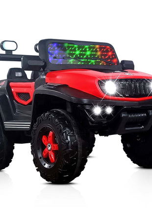 Kidsmate Power Ride Battery Operated Baby Car Jeep for Kids | Remote Control Car with RGB Lights, Music & 12V Rechargeable Battery | Perfect Ride-On Toy 4 Wheel Car for Boys & Girls Ages 3-8 Yr (Red) 