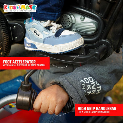 Kidsmate X-Power Ultimate Fun Electric Bike for Kids | 6V 4AH Battery, Dual Suspension with LED Lights & Comfy Backrest | Battery Bike for Kids for Ages 1-5 Years 