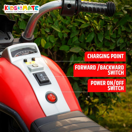 Kidsmate X-Power Ultimate Fun Electric Bike for Kids | 6V 4AH Battery, Dual Suspension with LED Lights & Comfy Backrest | Battery Bike for Kids for Ages 1-5 Years 