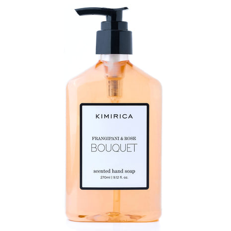 Kimirica Bouquet Luxury Hand Wash | Frangipani and Rose | Skincare Moisturizing | Antibacterial Formula | 100% Vegan & Paraben Free | 270 ml 