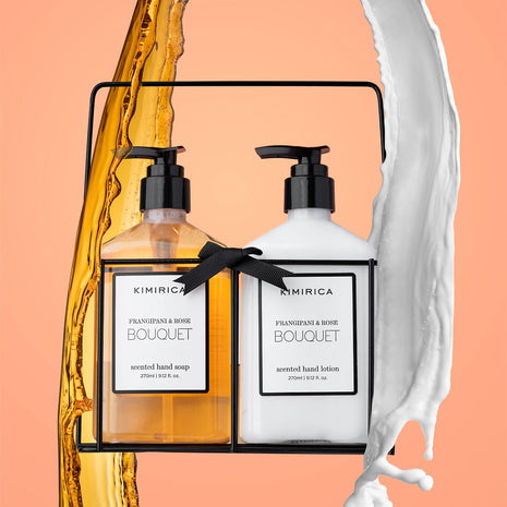 Kimirica Bouquet Luxury Hand Wash | Frangipani and Rose | Skincare Moisturizing | Antibacterial Formula | 100% Vegan & Paraben Free | 270 ml 