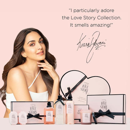 Kimirica Gift Set "Nothing But Love Duo" Potli For Family & Friends | Corporate Return Gifts For Employees, Men & Women | Romantic notes of Gardenia and Night Blooming Jasmine Shower gel, Body lotion with Loofah Inside (Pack of 2) 