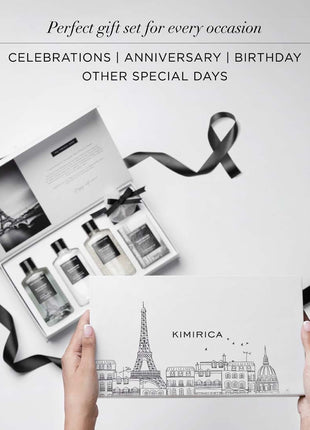 Kimirica The french Note Luxuriously Crafted Gift Set For Women and Men | Pampering Kit for Birthday's & All Special Occasions | Majestic fragrance of French Lavender | 5 Piece Gift Set | 100% Vegan 