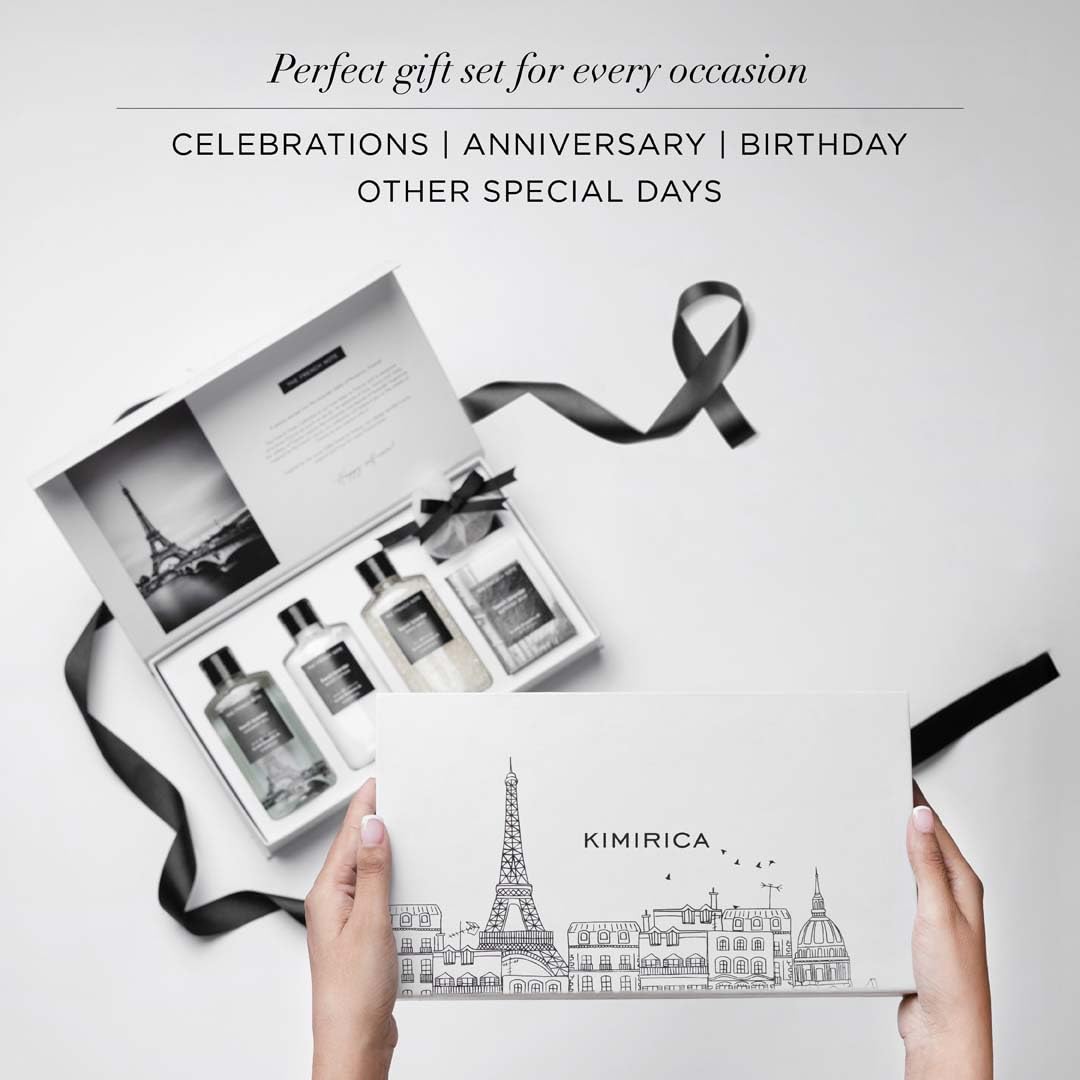 Kimirica The french Note Luxuriously Crafted Gift Set For Women and Men | Pampering Kit for Birthday's & All Special Occasions | Majestic fragrance of French Lavender | 5 Piece Gift Set | 100% Vegan 