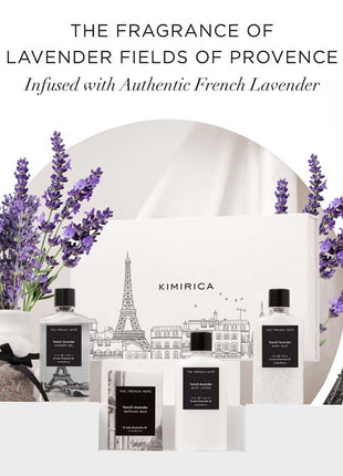 Kimirica The french Note Luxuriously Crafted Gift Set For Women and Men | Pampering Kit for Birthday's & All Special Occasions | Majestic fragrance of French Lavender | 5 Piece Gift Set | 100% Vegan 