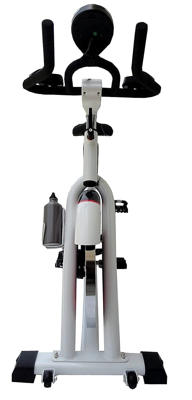 Kobo 18 Kg Flywheel Fitness Spin Bike With Hand Pulse and Arm Support Pads (IMPORTED, White) 