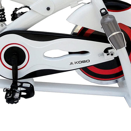 Kobo 18 Kg Flywheel Fitness Spin Bike With Hand Pulse and Arm Support Pads (IMPORTED, White) 