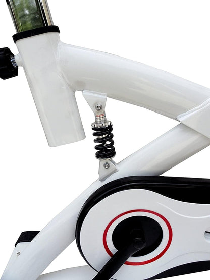 Kobo 18 Kg Flywheel Fitness Spin Bike With Hand Pulse and Arm Support Pads (IMPORTED, White) 