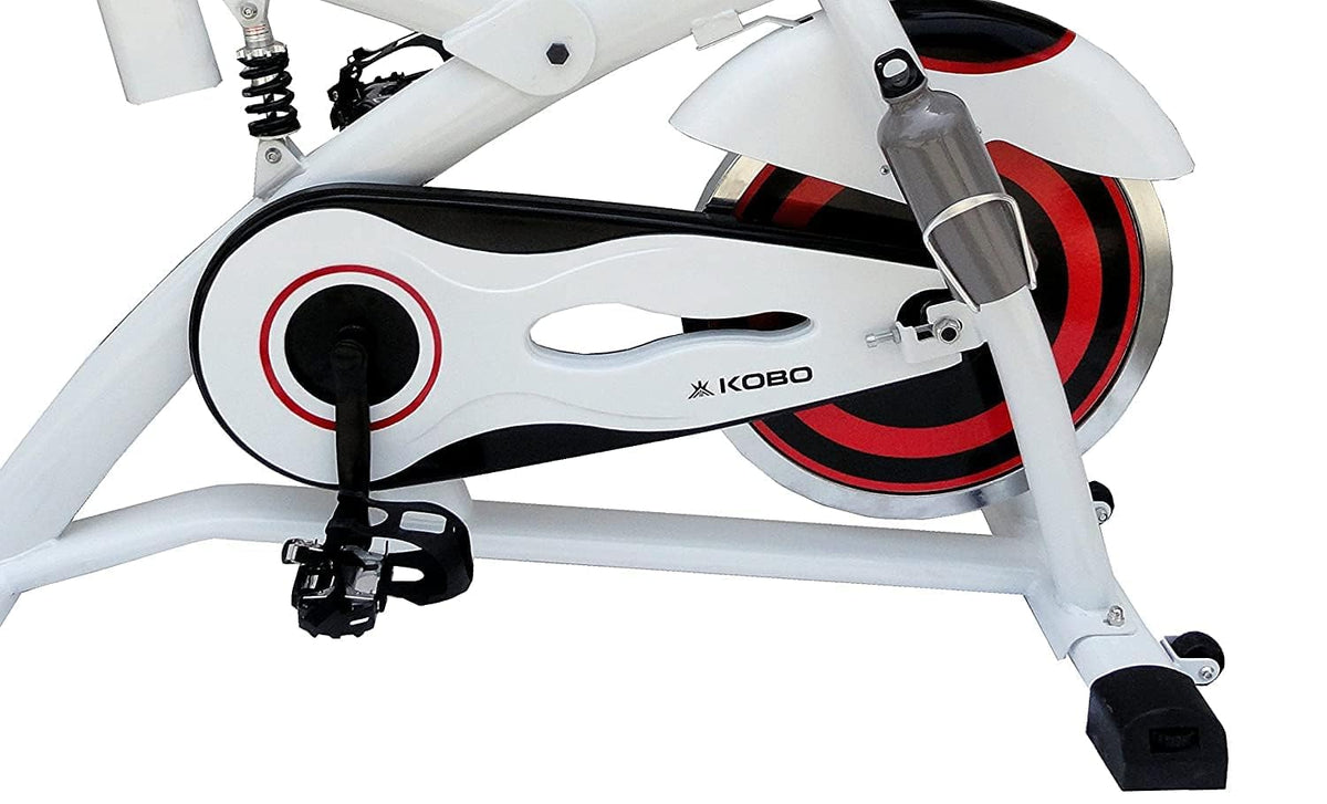 Kobo 18 Kg Flywheel Fitness Spin Bike With Hand Pulse and Arm Support Pads (IMPORTED, White) 