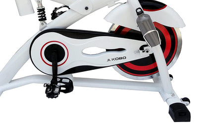 Kobo 18 Kg Flywheel Fitness Spin Bike With Hand Pulse and Arm Support Pads (IMPORTED, White) 