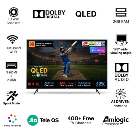 Kodak 108 cm (43 inches) JioTele Series QLED TV KQ43JTV0010 (Black) 