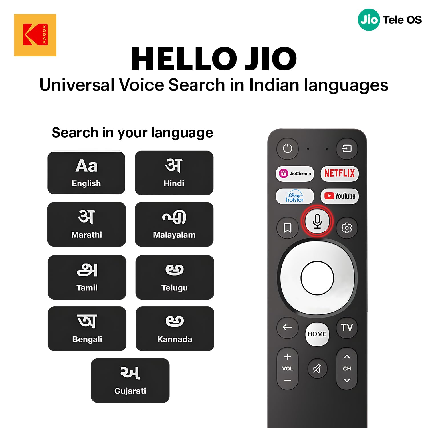 Kodak 108 cm (43 inches) JioTele Series QLED TV KQ43JTV0010 (Black) 