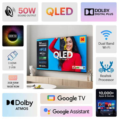Kodak 126 cm (50 inches) Matrix Series UHD 4K QLED Google TV 50ST5015 