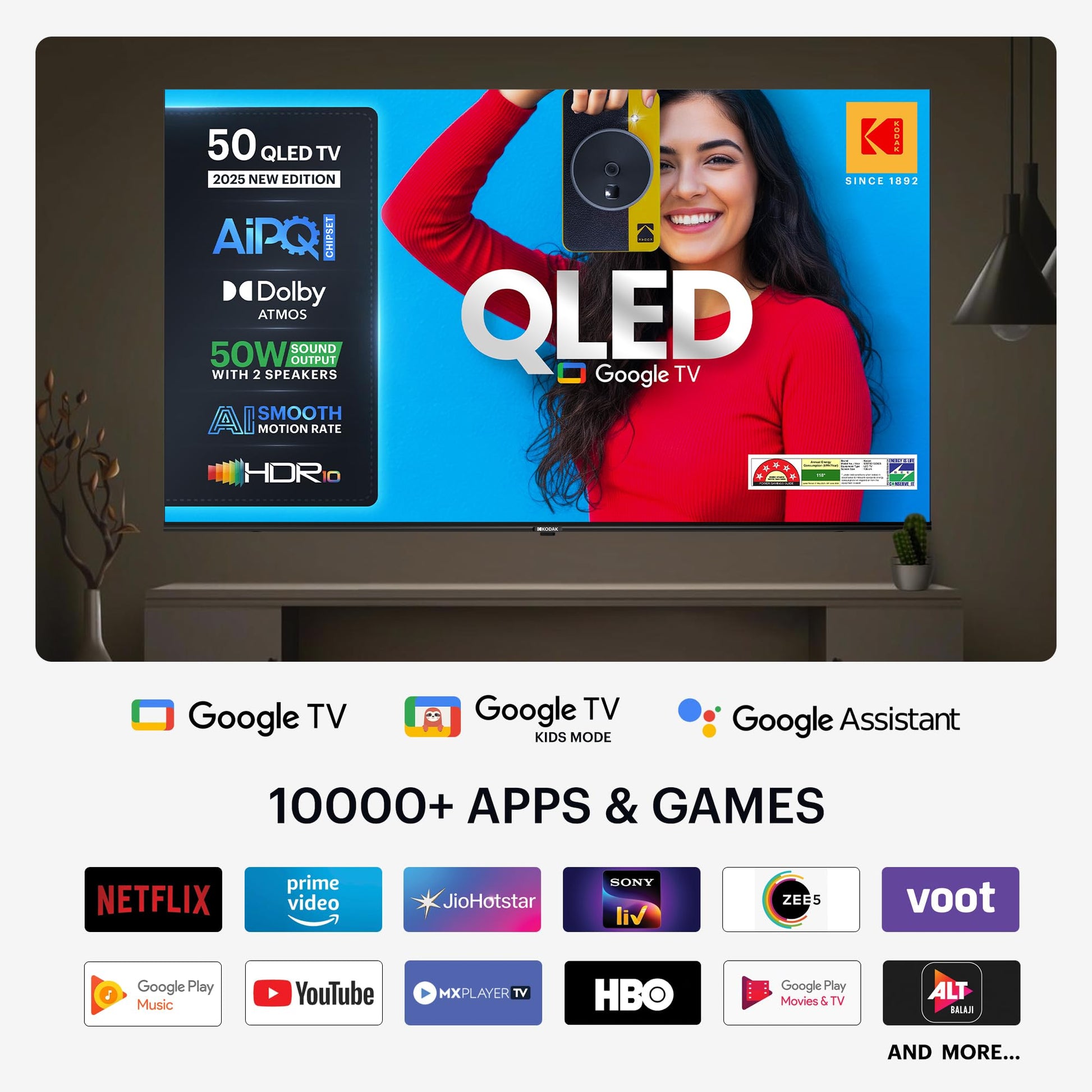 Kodak 126 cm (50 inches) Matrix Series UHD 4K QLED Google TV 50ST5015 