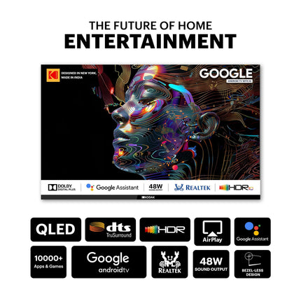 Kodak 80 cm (32 inches) Matrix Series QLED Android Google TV 32MT5077 (Black) 