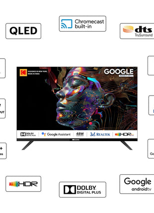 Kodak 80 cm (32 inches) Matrix Series QLED Android Google TV 32MT5077 (Black) 