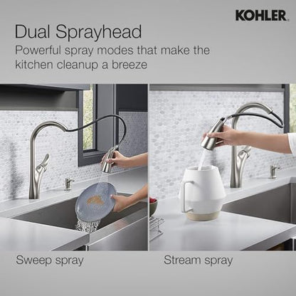 Kohler Emile 26448IN-4-VS Pulldown Kitchen Faucet With Docking Spray 