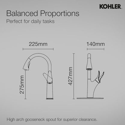 Kohler Emile 26448IN-4-VS Pulldown Kitchen Faucet With Docking Spray 