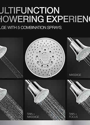 Kohler Rain Duet Filter Shower Head Five Spray Water Purifier Chrome Wall Mount 