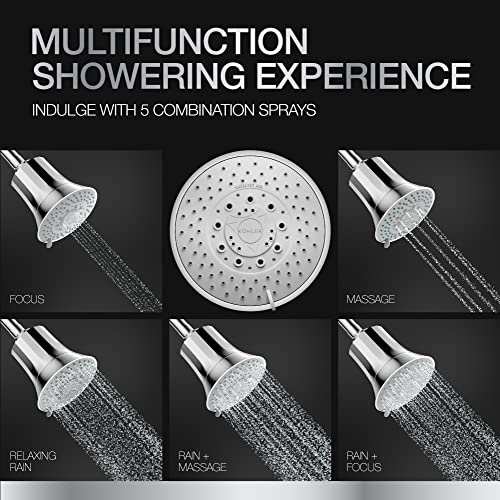 Kohler Rain Duet Filter Shower Head Five Spray Water Purifier Chrome Wall Mount 