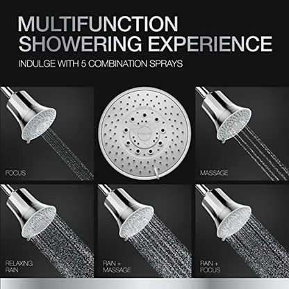Kohler Rain Duet Filter Shower Head Five Spray Water Purifier Chrome Wall Mount 